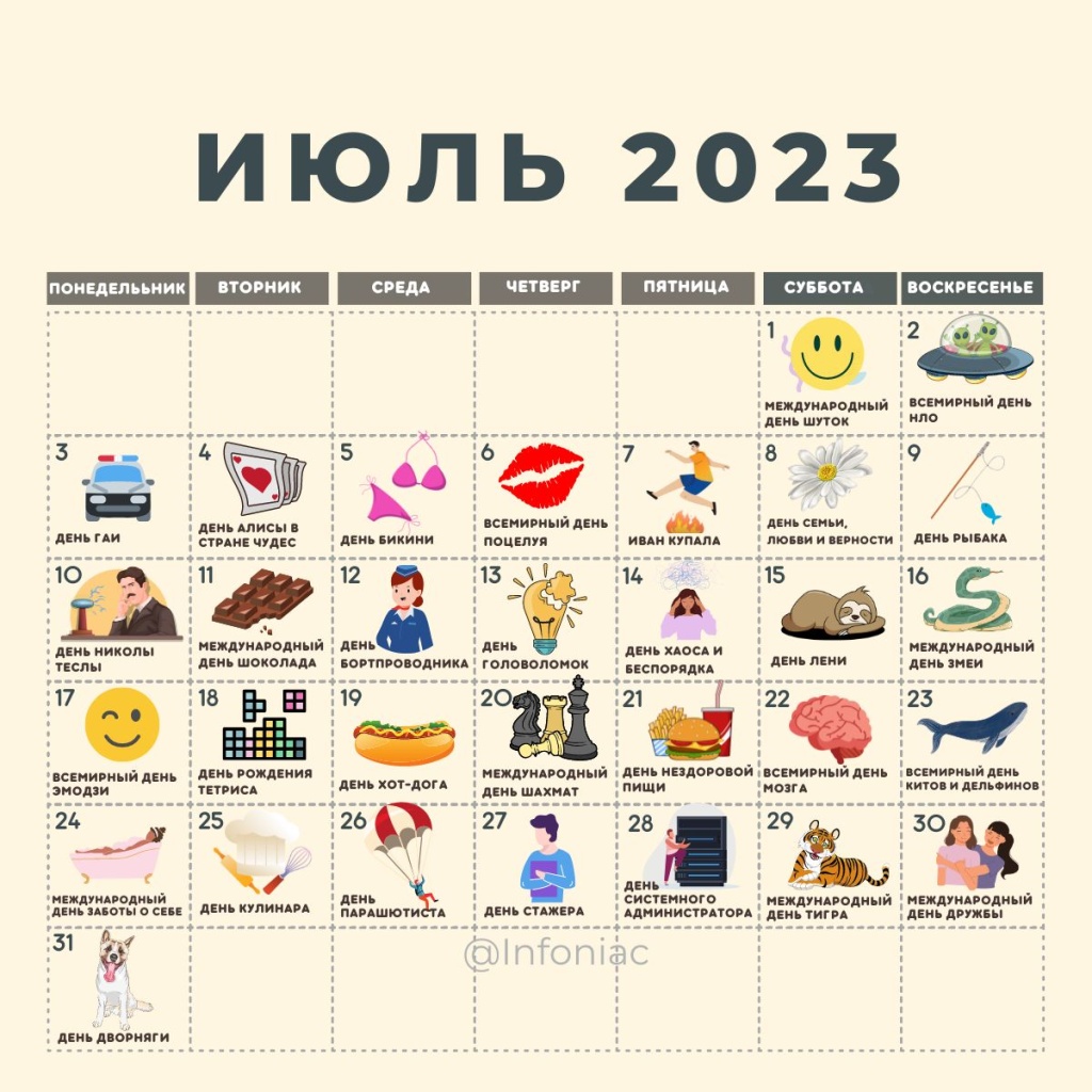 Какие интересные праздники отмечаются в июле 2023 :: Инфониак